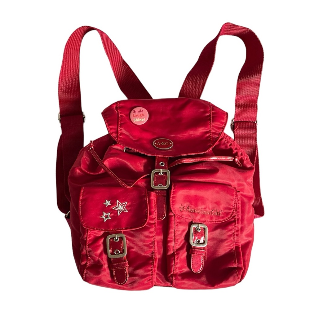 American Girl Red Drawstring Mini Backpack Purse - Picture 2 of 6